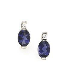 14K White Gold Iolite & Diamond Earringswhite 