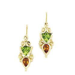14K Yellow Gold Peridot & Citrine Earringsyellow 