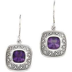 14K White Gold Amethyst & Diamond Earringswhite 