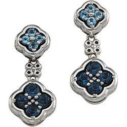 14K White Gold Multi Blue Topaz Earringswhite 
