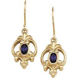 14K Yellow Gold Chatham Created Alexandrite Earringsyellow 