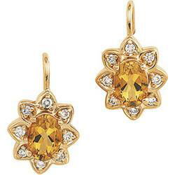 14K Yellow Gold Citrine & Diamond Earringsyellow 