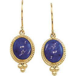 14K Yellow Gold Lapis Earringsyellow 