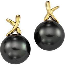 14K Yellow Gold Tahitian Pearl Earringsyellow 