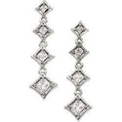 14K White Gold Journey Diamond Earringswhite 