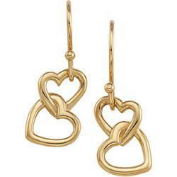 14K Yellow Gold Metal Hook Heart Earringsyellow 