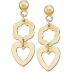 14K Yellow Gold Geometric Heart Earringsyellow 