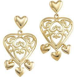 14K Yellow Gold Chandelier Heart Earringsyellow 