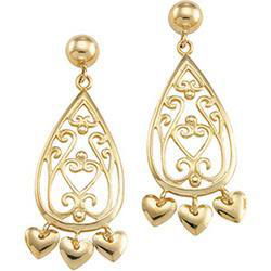 14K Yellow Gold Chandelier Heart Earringsyellow 