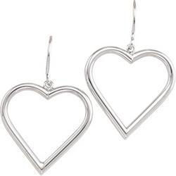 14K White Gold Geometric Heart Earringswhite 