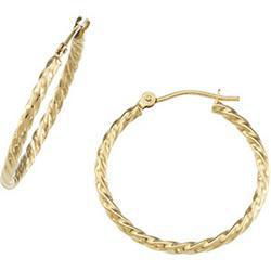 14K Yellow Gold Twisted Tube Hoop Earringsyellow 