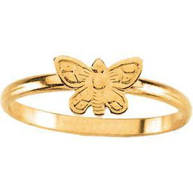 14K Yellow Gold Teen Butterfly Ring - Size 5yellow 