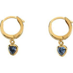 14K Yellow Gold Teen Click Hoop With Tanzanite Heart Earringsyellow 