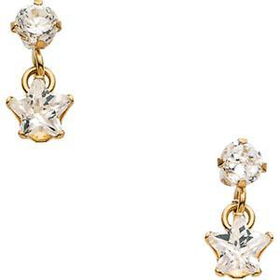 14K Yellow Gold Teen Cubic Zirconia Dangle Earringsyellow 