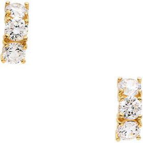 14K Yellow Gold Teen Cubic Zirconia Earringsyellow 