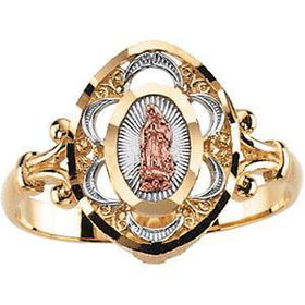 14K Yellow Gold Tricolor Our Lady Of Guadalupe Ringyellow 