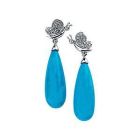 14K Yellow Gold Turquoise Briolette & Diamond Earringsyellow 