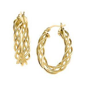 14K Yellow Gold Twisted Hoop Earringsyellow 
