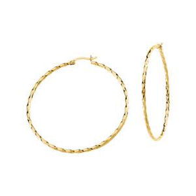 14K Yellow Gold Twisted Hoop Earringsyellow 