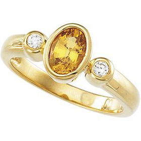 14K Yellow Gold Yellow Sapphire & Diamond Ringyellow 