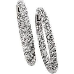 18K White Gold Pave Set Diamond Hinged Earringswhite 