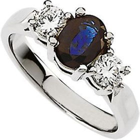 Platinum Three 3 Stone Sapphire & Diamond Ringplatinum 