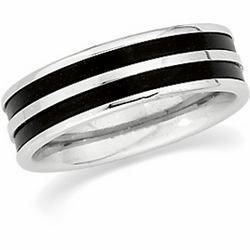 Stainless Steel & Rubber Comfort Fit Band Ring - Size 12.5stainless 