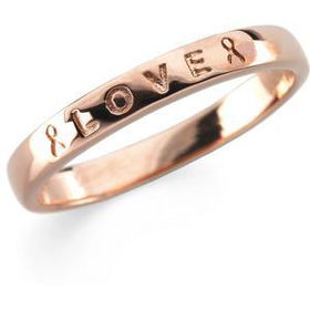 Sterling Silver & 14K Rose Gold Plated Breast Cancer Awareness "Love" Ring - Size 8sterling 