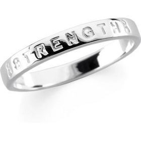 Sterling Silver & 14K Rose Gold Plated Breast Cancer Awareness "Strength" Ring - Size 6sterling 
