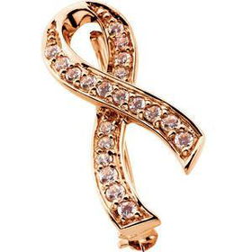 Sterling Silver & 14K Rose Gold Plated Breast Cancer Awareness Broochsterling 