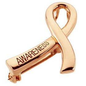 Sterling Silver & 14K Rose Gold Plated Breast Cancer Awareness Brooch/Pendantsterling 