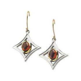 Sterling Silver & 14K Yellow Gold Cabochon Mozambique Garnet Earringssterling 