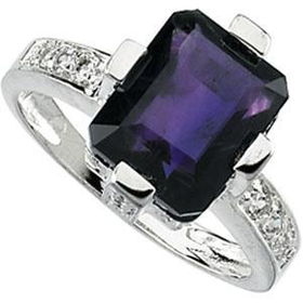 Sterling Silver Amethyst & Cubic Zirconia Ringsterling 