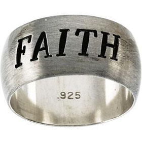 Sterling Silver Antiqued Half Round Faith Ring - Size 13sterling 