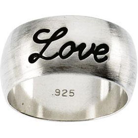 Sterling Silver Antiqued Half Round Love Ring - Size 12sterling 