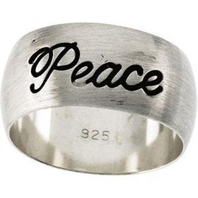 Sterling Silver Antiqued Half Round Peace Ring - Size 13sterling 