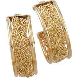 14K Yellow Gold Hand Woven Hoop Earringsyellow 