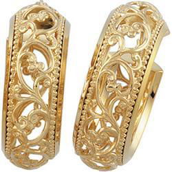 14K Yellow Gold Rope Edge Hoop Earringsyellow 