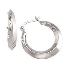 14K White Gold Creole Design Hoop Earringswhite 