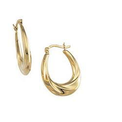 14K Yellow Gold Design Hoop Earringsyellow 