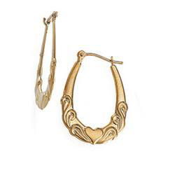 14K Yellow Gold Creole Design Hoop Earringsyellow 