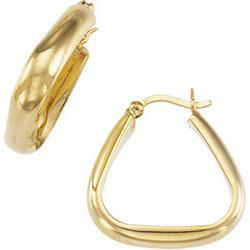 14K Yellow Gold Triangle Design Hoop Earringsyellow 