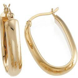 14K Yellow Gold Oval Hoop Earringsyellow 