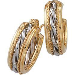 14K Two Tone Gold Hoop Earringstwo 