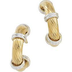 14K Two Tone Gold Hoop Earringstwo 