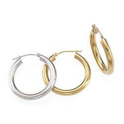 14K White Gold Hoop Earringswhite 