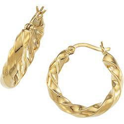 14K Yellow Gold Twisted Tube Hoop Earringsyellow 