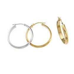 14K White Gold Half Round Tube Hoop Earringswhite 