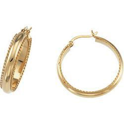 14K Yellow Gold Rope Edge Design Round Hoop Earringsyellow 