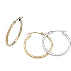 14K White Gold Square Tube Hoop Earringswhite 